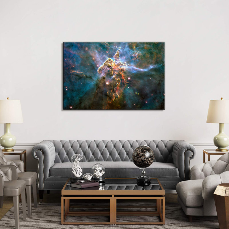 Mystic Mountain In Carina Nebula (Hubble Space Telescope) - Floater Frame Print on Canvas, Wrapped Canvas