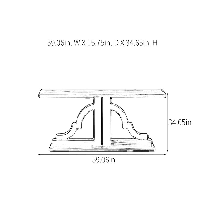 Retro Classical Art Design Console Table, 34.65" H x 59.06" W x 15.75" D