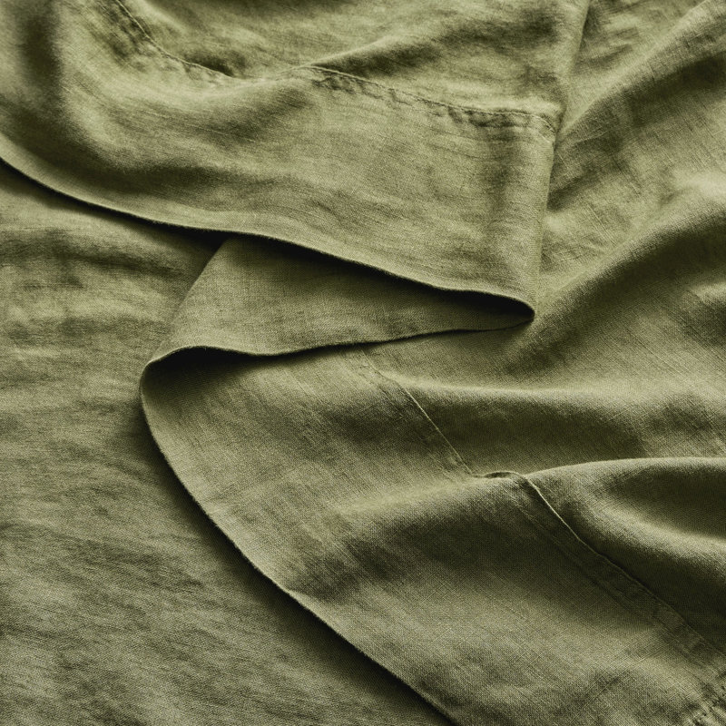 100% Linen Sheet Set, Full Sheet Set + 2 Pillowcases, Loden Green