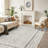Grey/Beige Oriental Floral Machine Washable Area Rug with Non-Slip Backing-1417661449