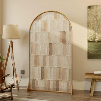 Cloison simple 1 panneau beige-blanc + brun clair + Burlywood Georgette + bois massif