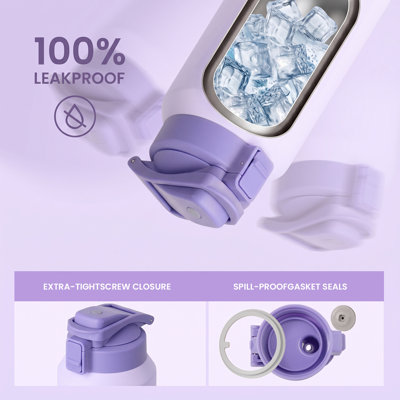 Bouteille d'eau isotherme TYESO 40 oz, garde au froid 24 heures sur 24, étanche, se glisse dans un porte-gobelet de voiture, bouteille d'eau en acier inoxydable pour le sport, les voyages et l'école (noir)