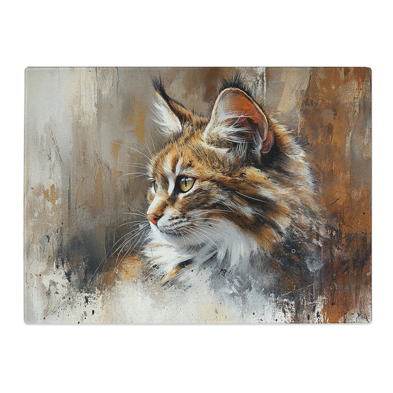 Cute Cat  Glass Chopping Board