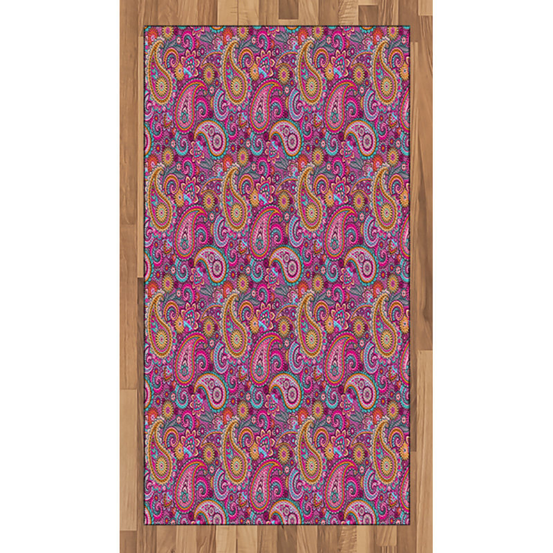 Paisley High Density Long Fiber Poly Threads Decorative Area Rug Carpet, Rectangle 2'7" x 5'