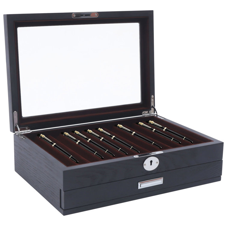 12.6 12 Slot Wood Pen Display Box 2 Layers Fountain Pen Collector Case Latitude Run