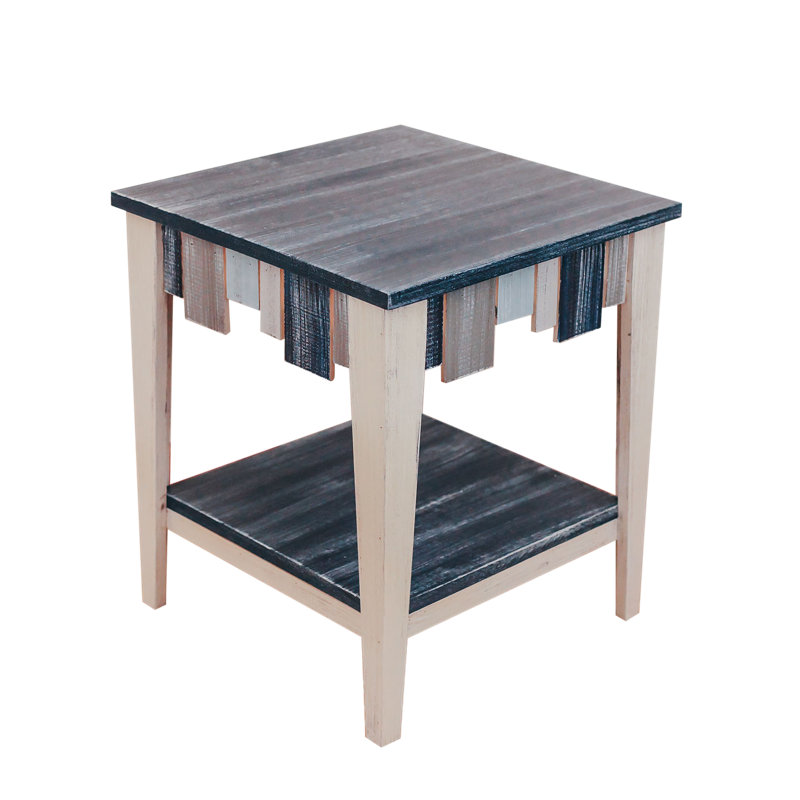 Table de bout en bois massif avec rangement Megghan, Marine