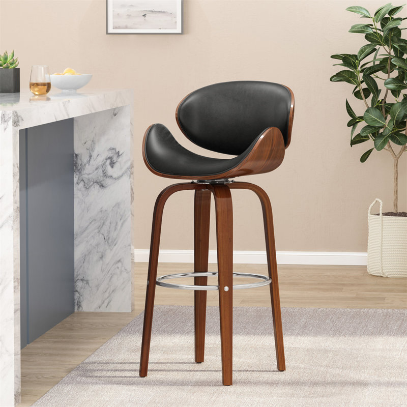 Tabouret tournant 30 "Mid-Century, Noir