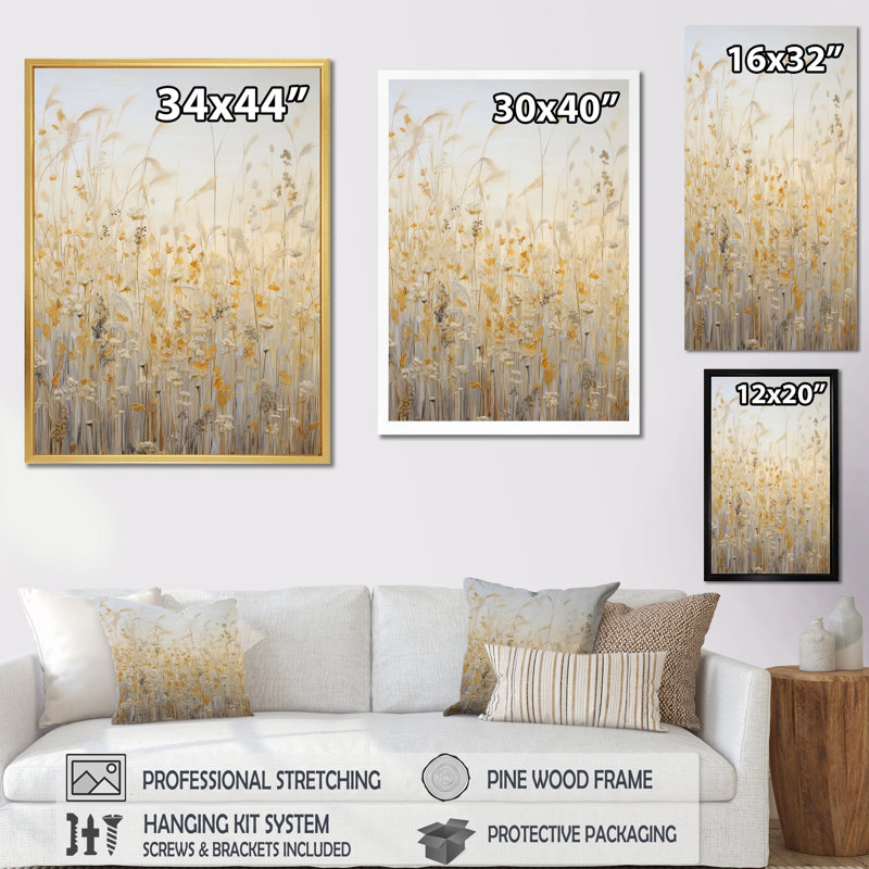 «Meadow Of Dreams III» sur toile, H 32 po x l 16 po x P 1 po, Cadre flottant doré