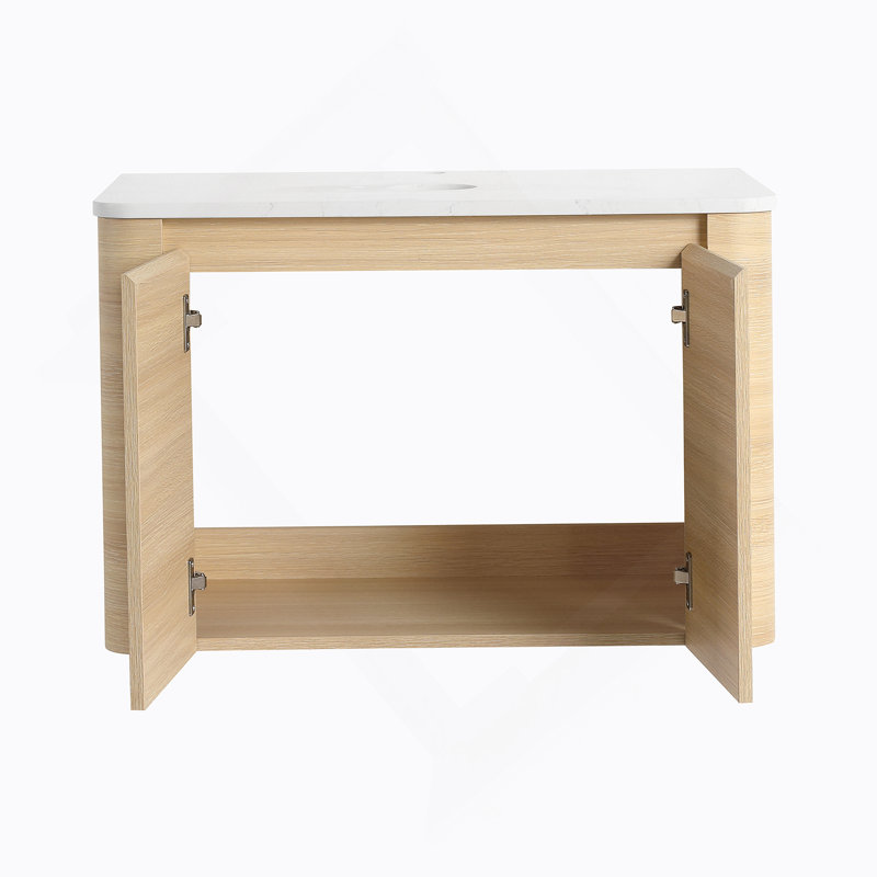 Wall-Mounted Bathroom Vanity With Sink And Soft-Close Door, 30"