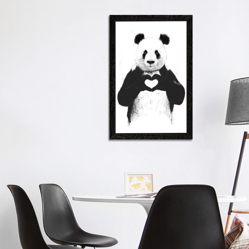 All You Need Is Love by Balazs Solti - Floater Frame Painting on Canvas, 152.5 cm H x 101.5 cm W, Black