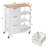 Rubber Wood Counter Top Kitchen Island Storage Cart with 3 Large Drawers-1602873888