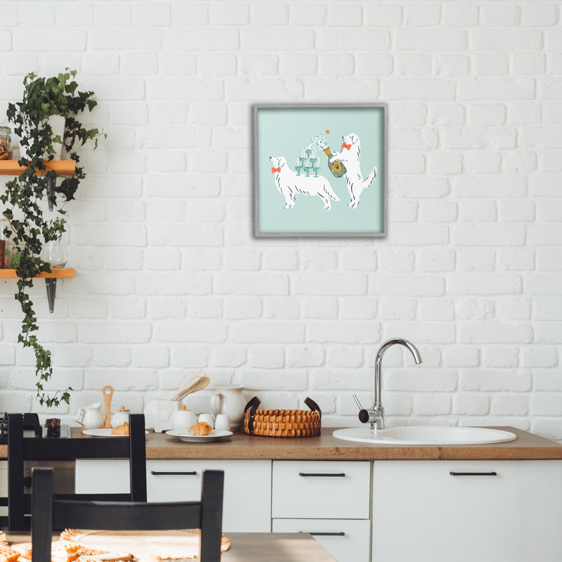 Giclée encadrée, "Popping Dogs" par Krissy Mast, H 12 po x l 12 po, Estampe numérique Farmhouse