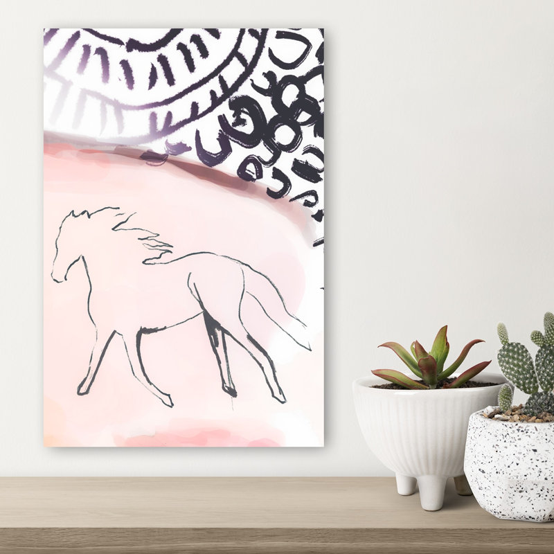 «Blush», croquis de cheval rose, impression d'art chevalier minimaliste, 18" H x 12" W