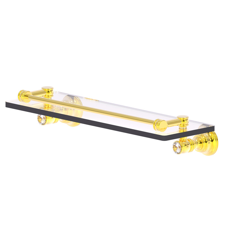 Freyja Glass Bracket Shelf, Polished Brass, 3.3" H x 16" W x 5.54" D