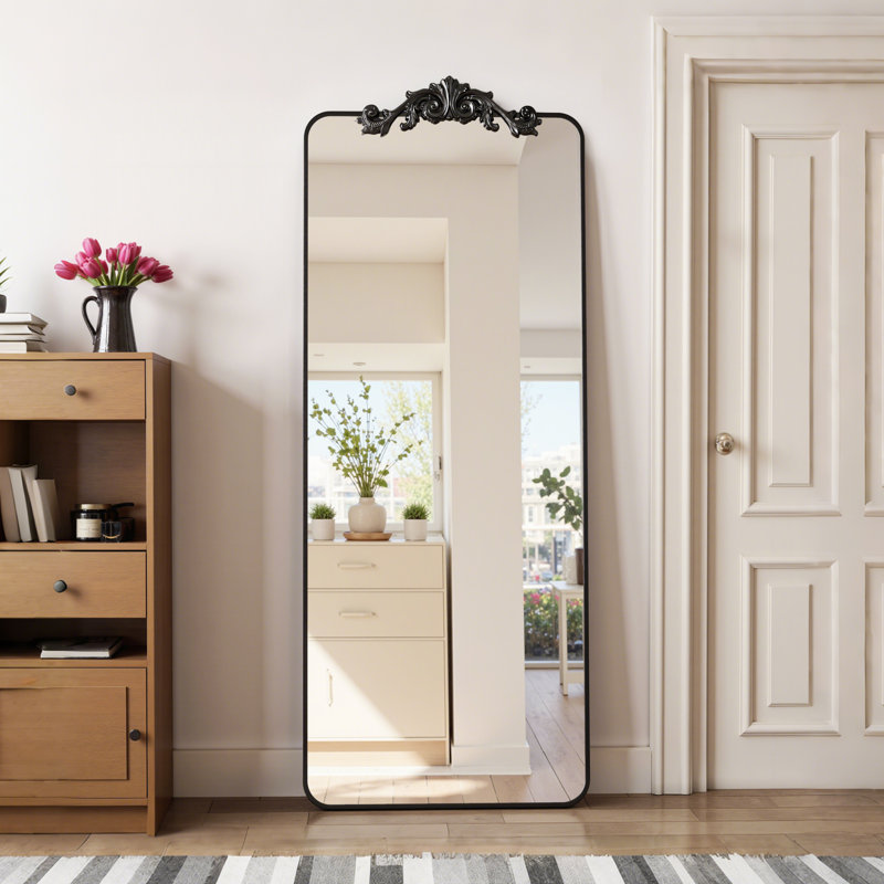 Miroir pleine longueur rétro gravé, Noir, 64"×21"