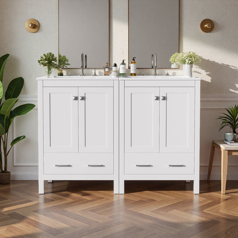 Meuble-lavabo 48 po avec lavabo encastré intégré, Noir