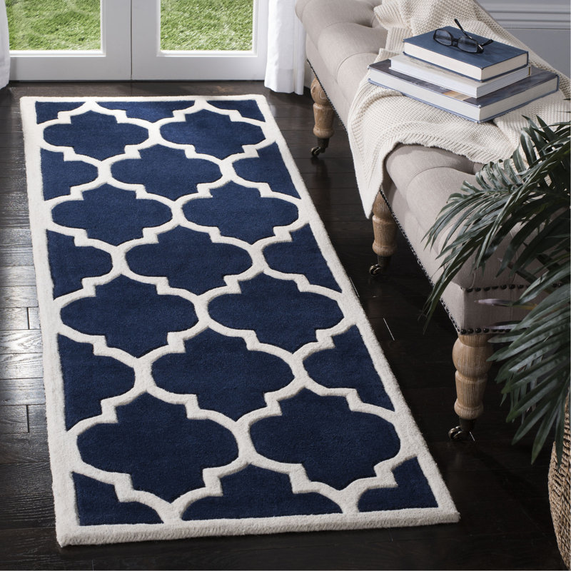 Tapis en laine touffeté à la main Carolene, Tapis de couloir 2 pi 3 po x 11 pi