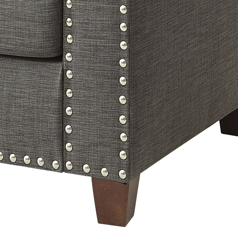 Chaise avec accoudoirs évasés gris clair et coussins décoratifs, Gris anthracite