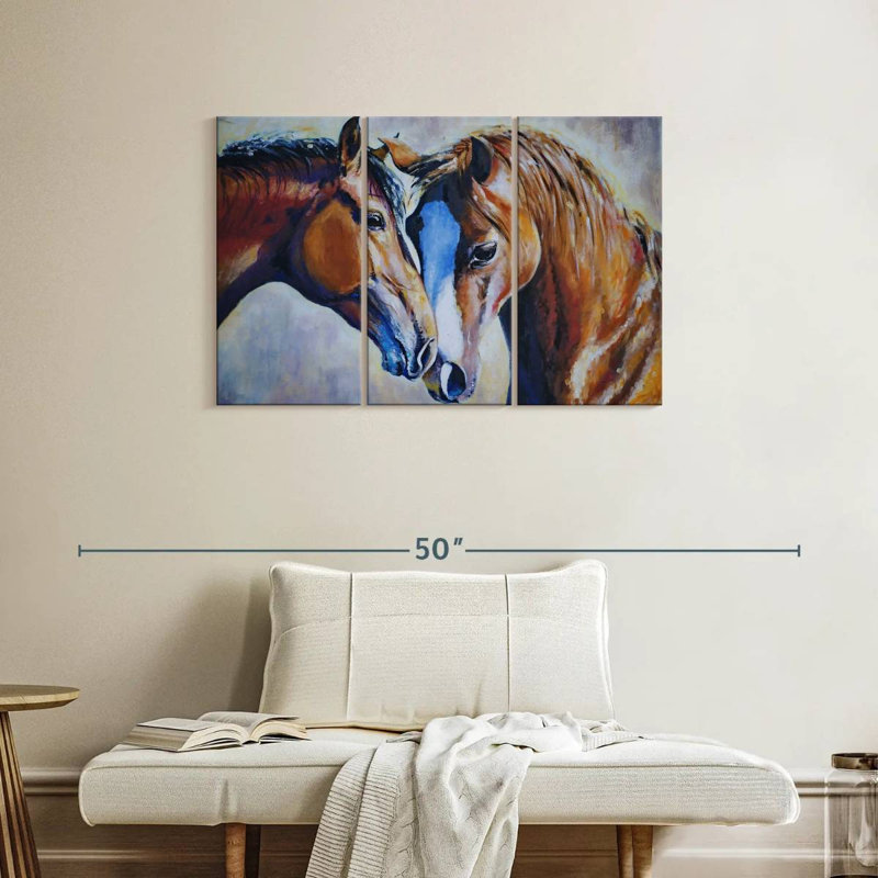 Two Affectionate Horses, 24" H x 38" W