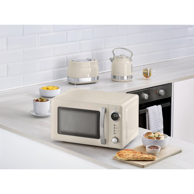 Retro Swan Retro 20L Digital Microwave, 5 Power Levels, 12 Auto Cook Pre-sets, Defrost by Weight or Time, LED Display, 800W