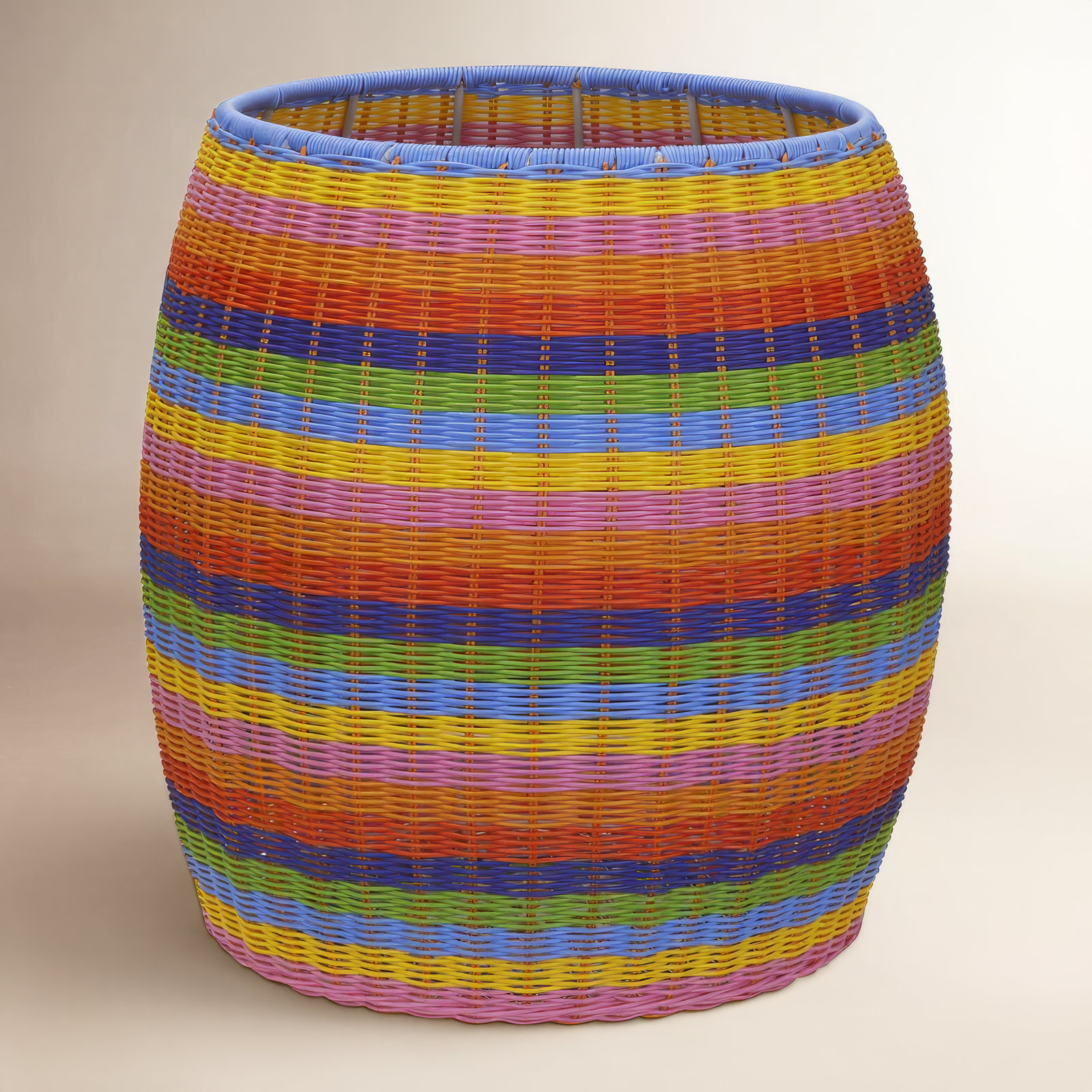 Baudette 14" Handwoven End Table, Organe/Purple/Blue/Green