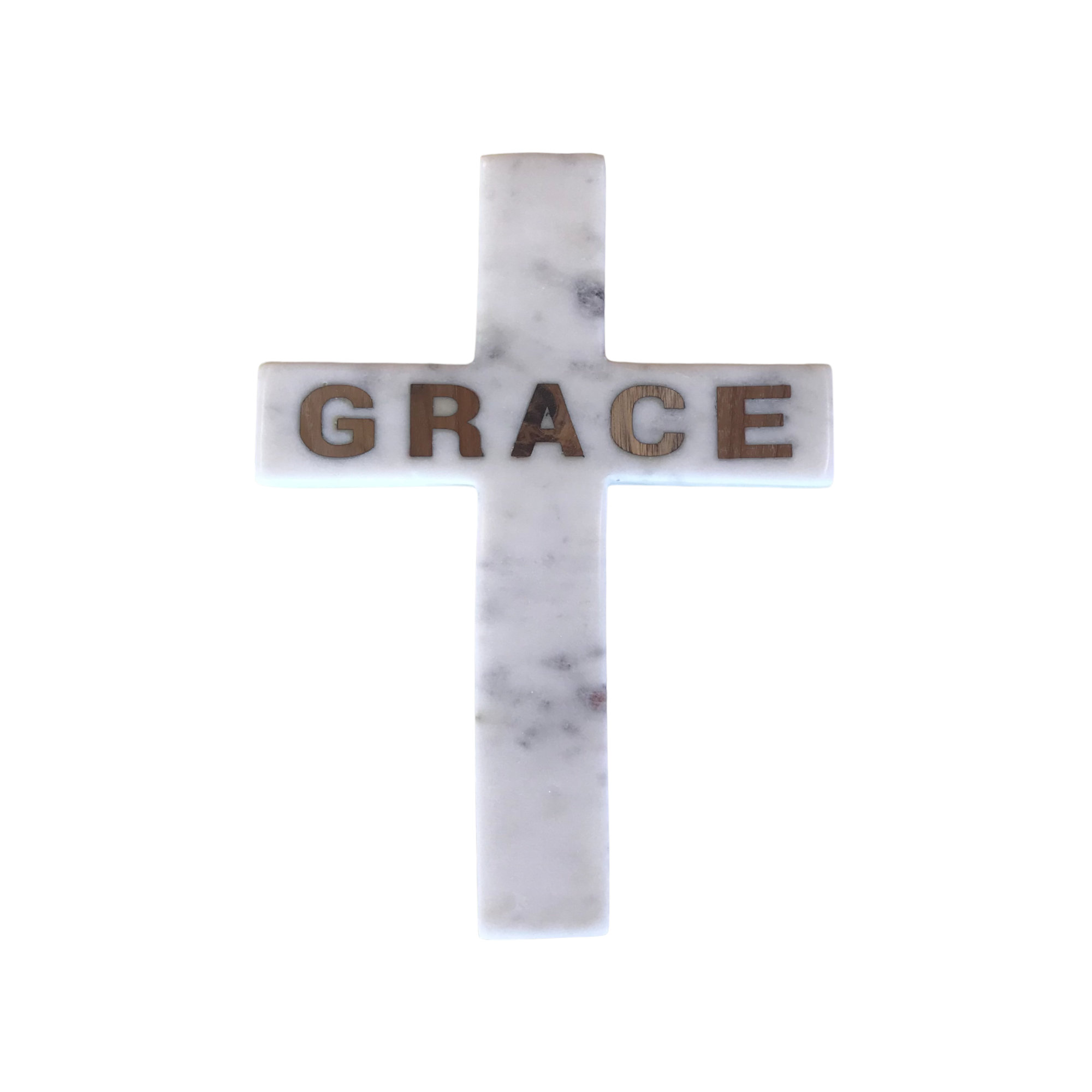Red Barrel Studio® Grace Inlay Marble Cross White | Wayfair
