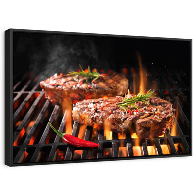 Sizzling Beef Steaks Canvas Print