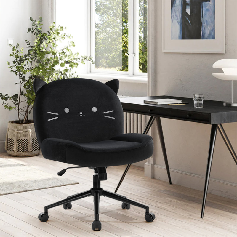 Chaise de bureau en coton Hailie, Noir