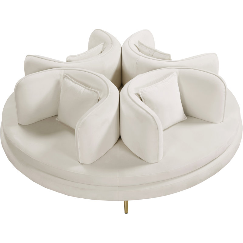 72'' Velvet Sofa, Cream Velvet