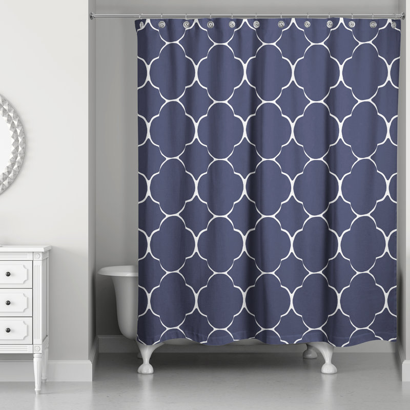 Rideau de douche géométrique simple, Bleu marine