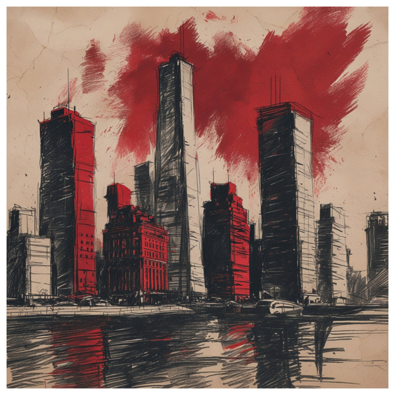 Édredon rouge gratte-ciel Skyline, Simple extra long