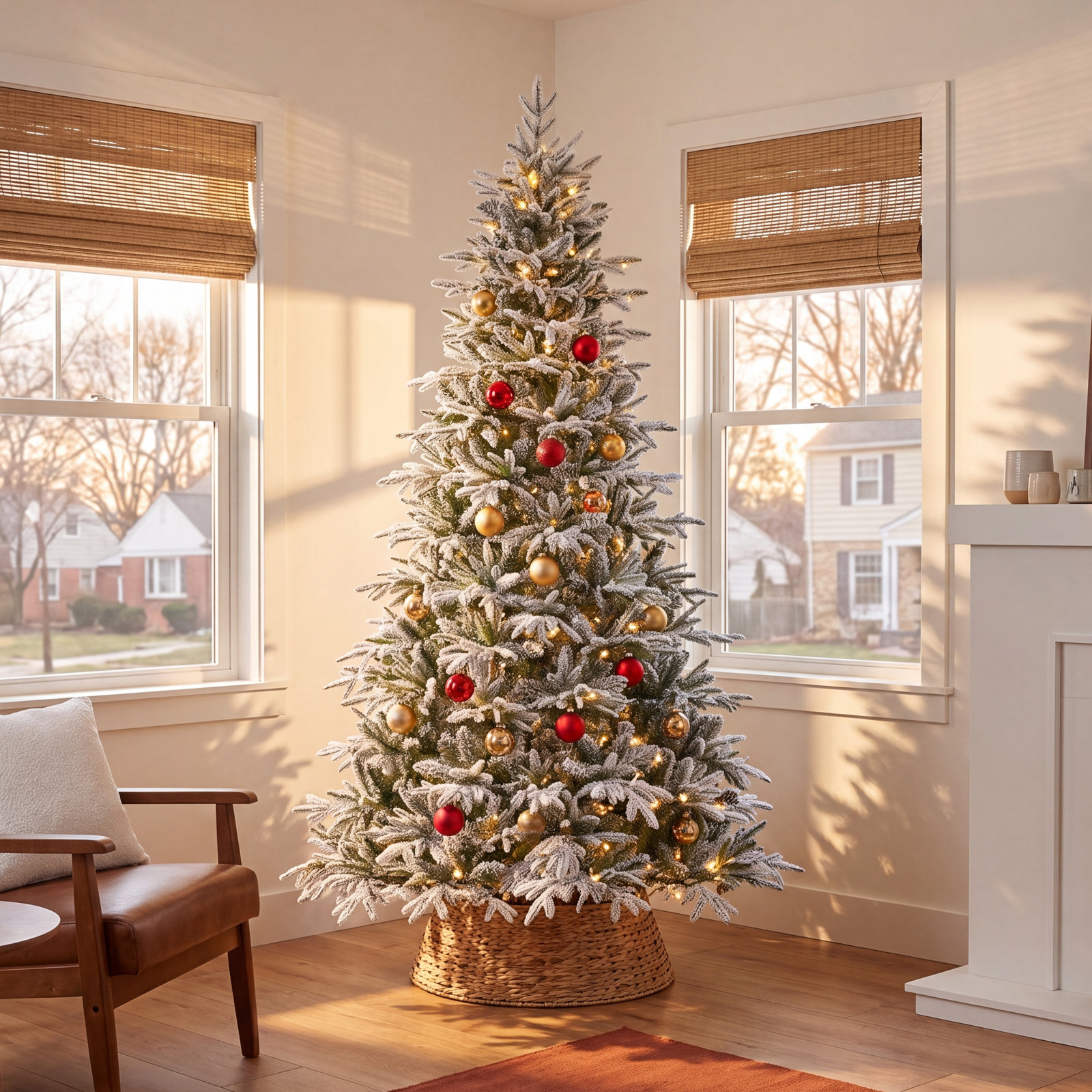 Frosted Pre-Lit Fir Christmas Tree, 7.5'