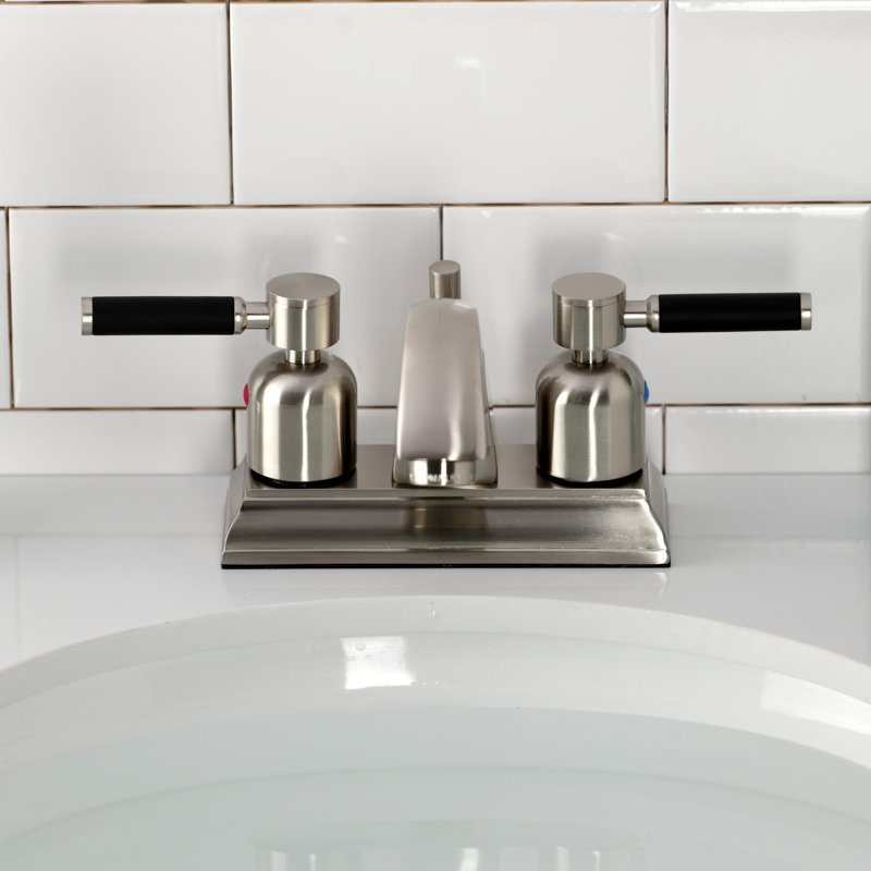 Robinet pour salle de bain avec ensemble de drain central à Kaiser, Nickel satiné