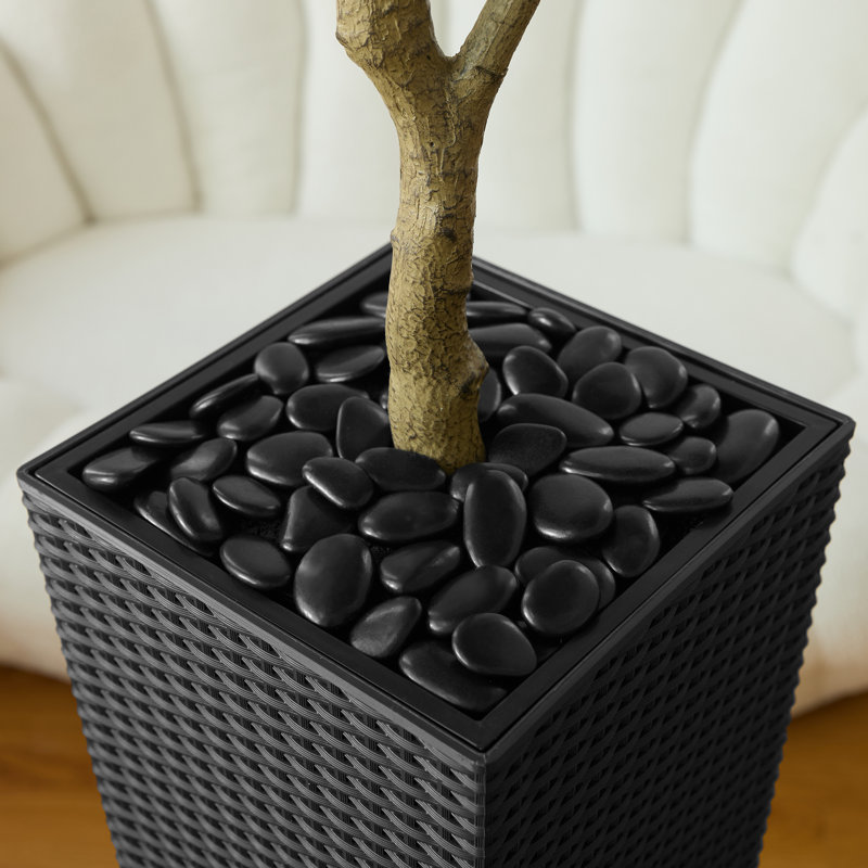 Ficus artificiel George, verdure artificielle protégée contre les rayons UV avec une énorme base décorative pour l'intérieur et l'extérieur