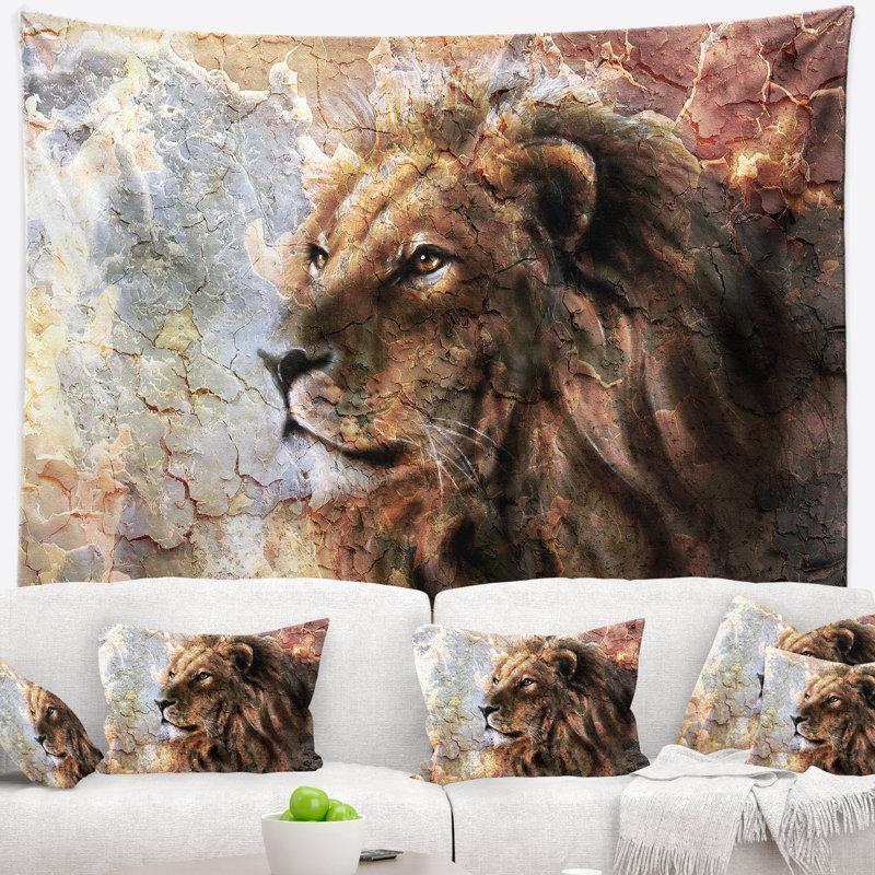 Tapisserie pacifique du lion Animal, H 32 po x l 39 po