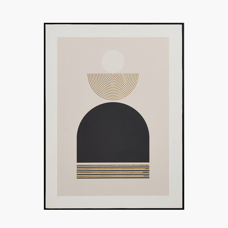 Art Deco Print With Gold Detail And Black Frame - Single Picture Frame Print on Canvas