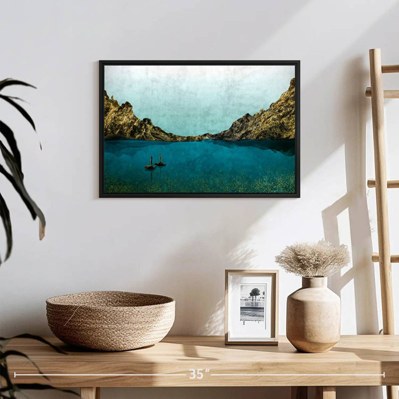 Île en île, 19 po x 13 po, Cadre flottant noir