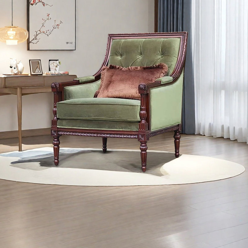 Fauteuil de loisir en velours sculpté, Vert