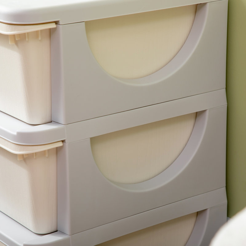 Unité de rangement pour enfant à 3 niveaux avec 3 tiroirs de rangement crème