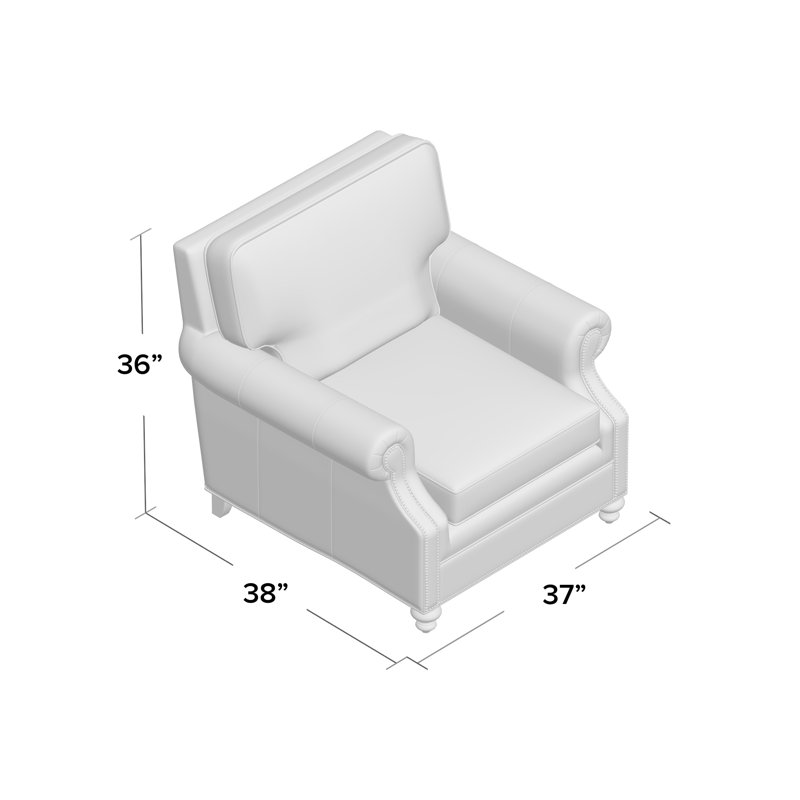 West Haven Upholstered Club Chair, Anilina Hunter Genuine Leather, Plantation, Gunmetal