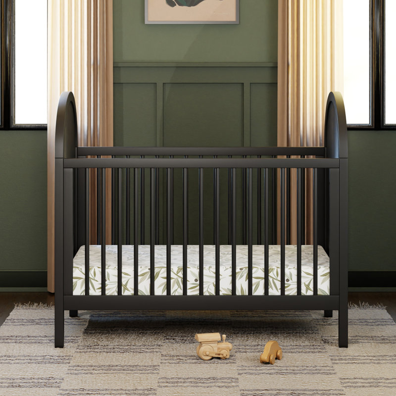 Bondi Cane 3-in-1 Convertible Crib with Toddler Bed Conversion Kit, Black/Natural