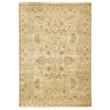 Hand Knotted Wool Area Rug in Gold