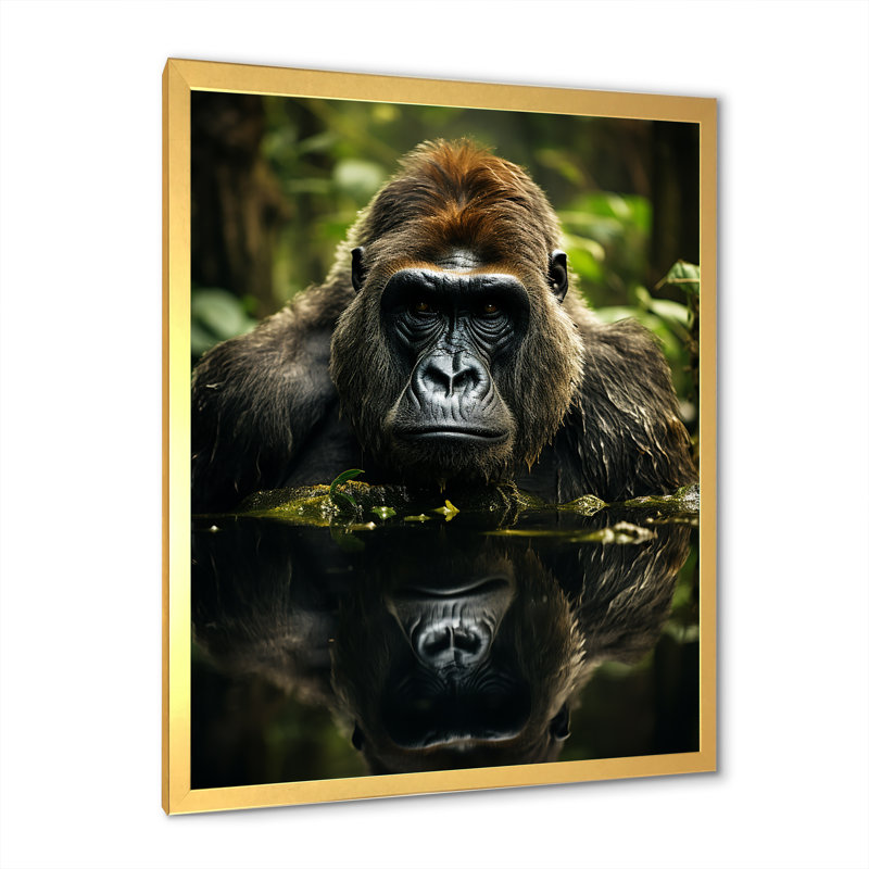 «Gorilla Serenity», photographie sur toile, H 40 po x l 30 po x P 1,5 po, Cadre doré simple
