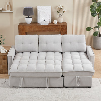 Canapé inclinable avec lit escamotable, chargement USB et tiroirs de rangement