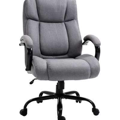 High Back Big And Tall Executive Office Chair 484Lbs With Wide Seat, Computer Desk Chair With Linen Fabric, Adjustable Height, Swivel Wheels, Light Grey