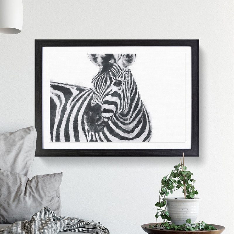 Zebra Vol.6 - Picture Frame Painting, 27cm H x 36cm W x 2cm D, Black