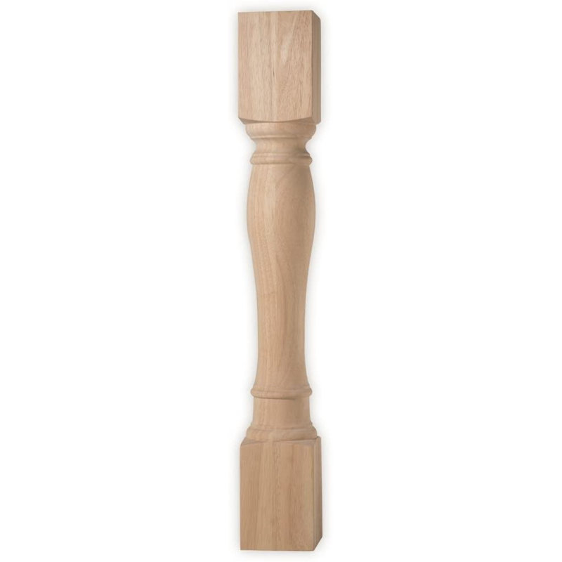 35.5" Tall Unfinished Rubberwood Turned Round Post