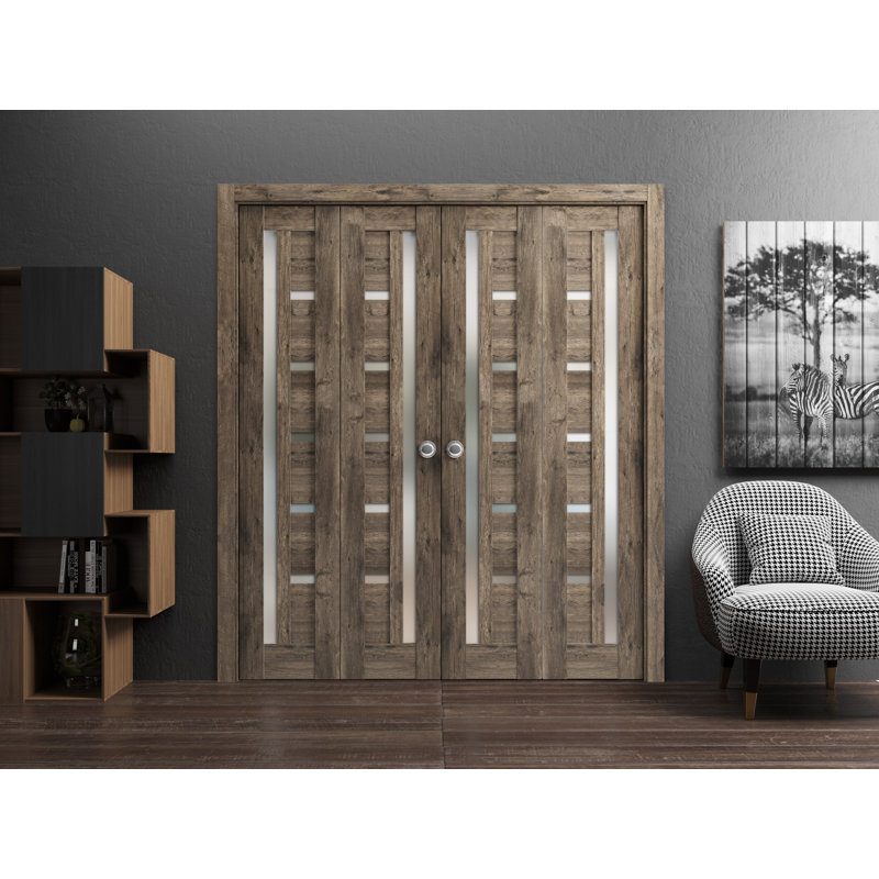 Porte pliante à panneaux en bois Quadro, 72 po x 80 po, Chêne cognac