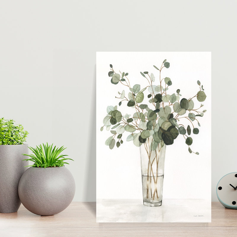 «Gorgeous Greens I Delicate Elegant Minimalist Nature Plant», art mural, H 18 po x l 12 po