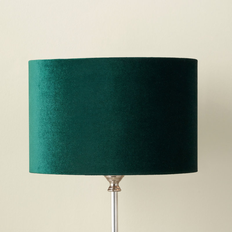 Aimon Drum Velvet Lamp Shade ( Screw On ), 23cm H x 35cm W x 35cm D, Forest Green